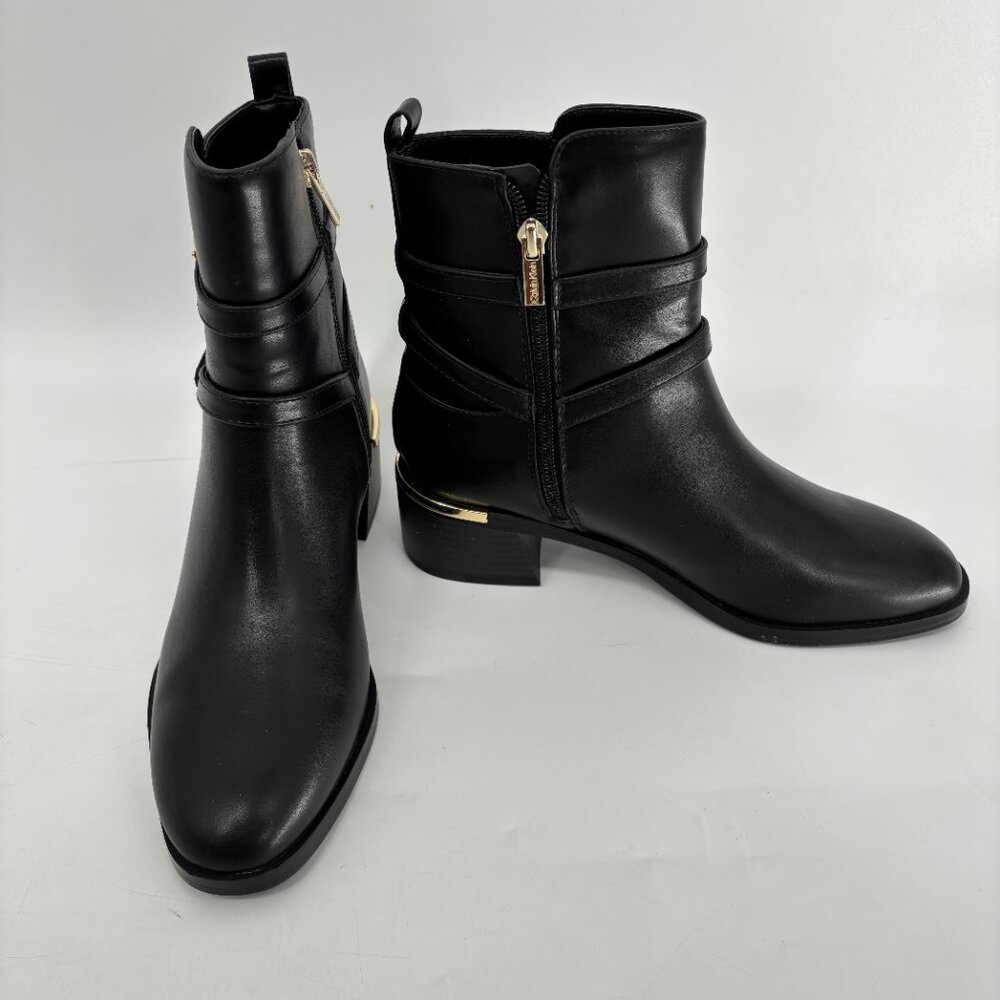 Calvin Klein Womens Jasen Buckle Strap Block Heel Ankle Booties Black Sz 7M NWB - Picture 3 of 9